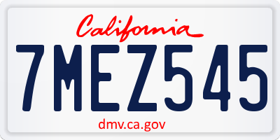 CA license plate 7MEZ545