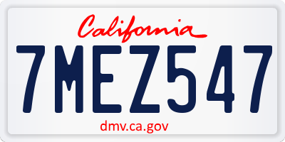 CA license plate 7MEZ547