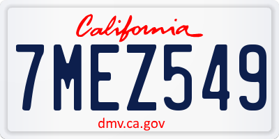 CA license plate 7MEZ549