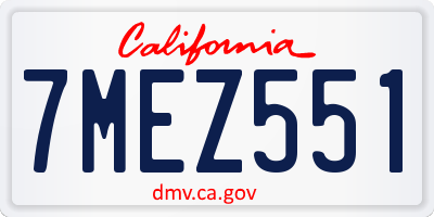 CA license plate 7MEZ551