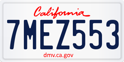 CA license plate 7MEZ553