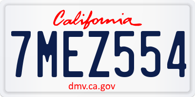 CA license plate 7MEZ554