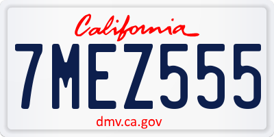 CA license plate 7MEZ555