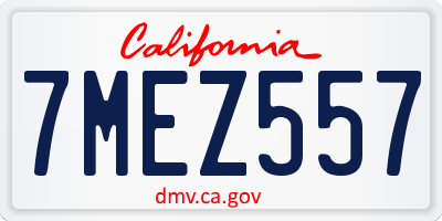 CA license plate 7MEZ557