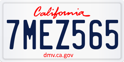 CA license plate 7MEZ565