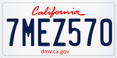 CA license plate 7MEZ570