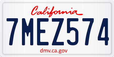 CA license plate 7MEZ574
