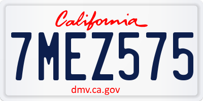 CA license plate 7MEZ575
