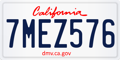 CA license plate 7MEZ576