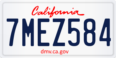 CA license plate 7MEZ584