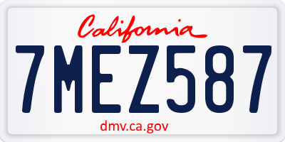 CA license plate 7MEZ587