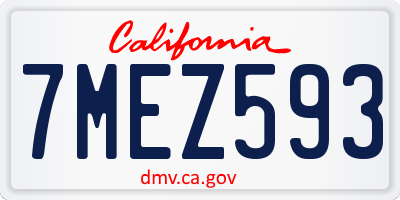 CA license plate 7MEZ593