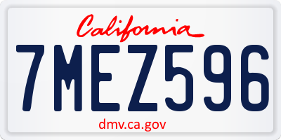 CA license plate 7MEZ596