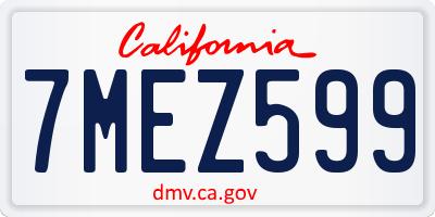 CA license plate 7MEZ599