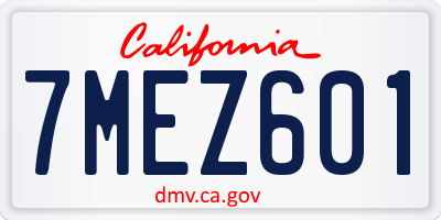CA license plate 7MEZ601