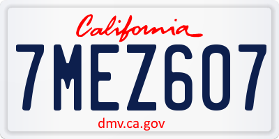 CA license plate 7MEZ607