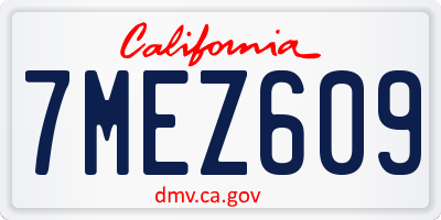 CA license plate 7MEZ609