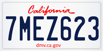 CA license plate 7MEZ623