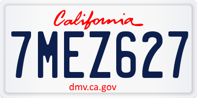 CA license plate 7MEZ627