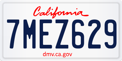 CA license plate 7MEZ629
