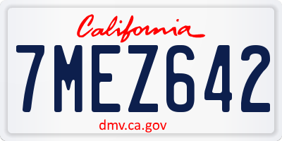 CA license plate 7MEZ642