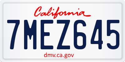 CA license plate 7MEZ645