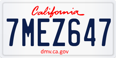 CA license plate 7MEZ647