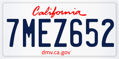 CA license plate 7MEZ652
