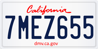 CA license plate 7MEZ655
