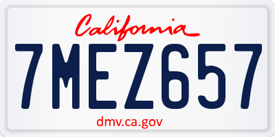 CA license plate 7MEZ657