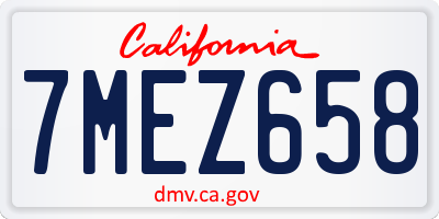 CA license plate 7MEZ658