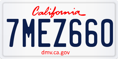 CA license plate 7MEZ660