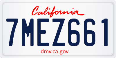 CA license plate 7MEZ661