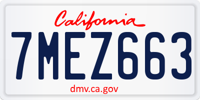 CA license plate 7MEZ663