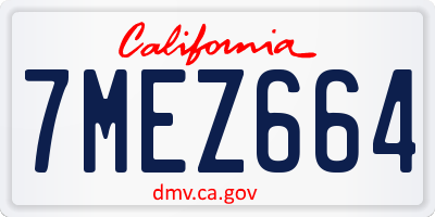 CA license plate 7MEZ664