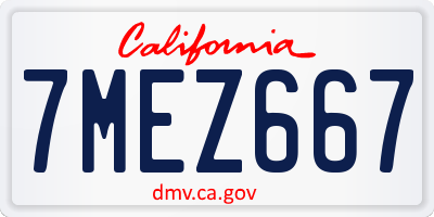 CA license plate 7MEZ667