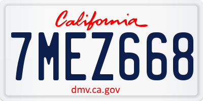 CA license plate 7MEZ668