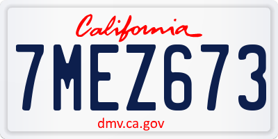 CA license plate 7MEZ673