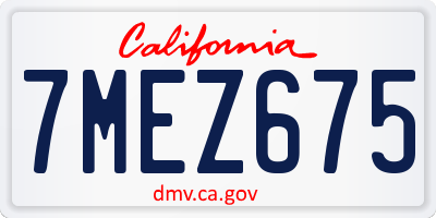 CA license plate 7MEZ675
