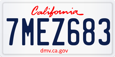 CA license plate 7MEZ683