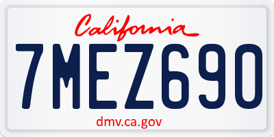 CA license plate 7MEZ690