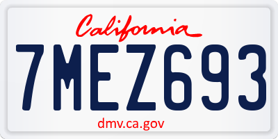 CA license plate 7MEZ693