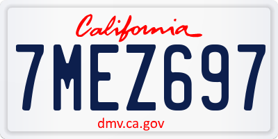 CA license plate 7MEZ697