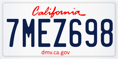 CA license plate 7MEZ698