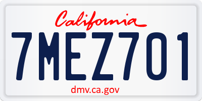 CA license plate 7MEZ701