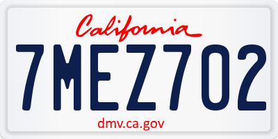 CA license plate 7MEZ702
