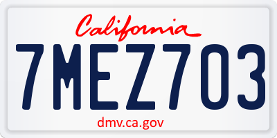 CA license plate 7MEZ703