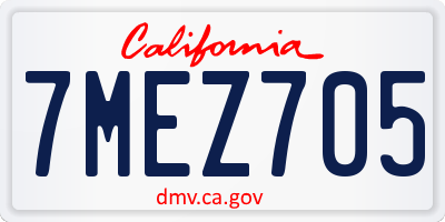 CA license plate 7MEZ705