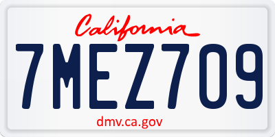 CA license plate 7MEZ709