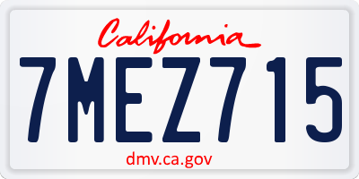 CA license plate 7MEZ715
